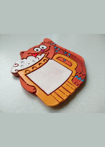 Персоналізований керамічний магніт «Котик з пивом» (рудий) Коти&Ангели (301533027)