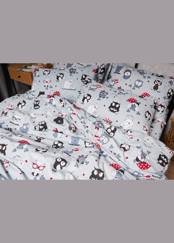 Комплект постільної білизни Бязь Gold Люкс «» євро 200х220 наволочки 2х40х60 (MS-820005470) Moon&Star Owls Gray (296909713)