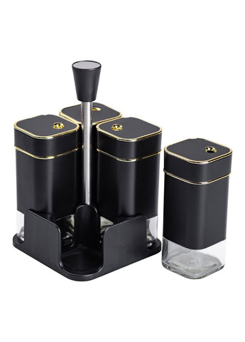 Набор для специй на подставке 4 предмета 10х10х17 см емкости для приправ 120 мл Черний Jooki (358706405)