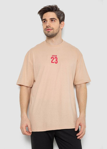 Бежевая футболка мужская с принтом черная размер l (sku_244r7024) с коротким рукавом No Brand