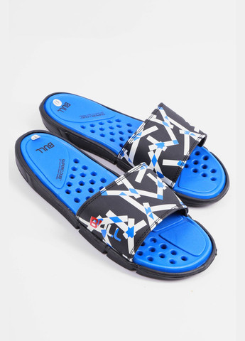 Черно-белые пляжные шлепки мужские черно-белого цвета с геометрическим узором Let's Shop