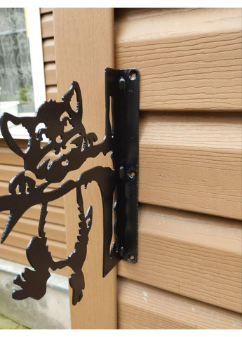 Металлический настенный держатель для кашпо Кот на ветке из металла 2 мм — Подвесная подставка для цветов, декор балкона, дома, двора No Brand (368896268)