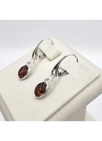 Сережки срібні з бурштином 2,79 г No Brand (388140202)
