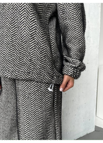 Базовый женский костюм из альпаки черно-белого цвета 35969 No Brand (369573666)