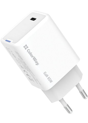 Зарядка 65W Type-C зарядний пристрій GaN блок живлення з підтримкою Power Delivery (PD 3.0), Quick Charge (QC 4.0+) Colorway GaN Mini (367984430)