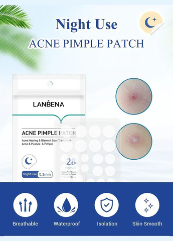 Патчі від прищів нічні Acne Pimple Patch Night Use (28 шт) LANBENA (309420143)