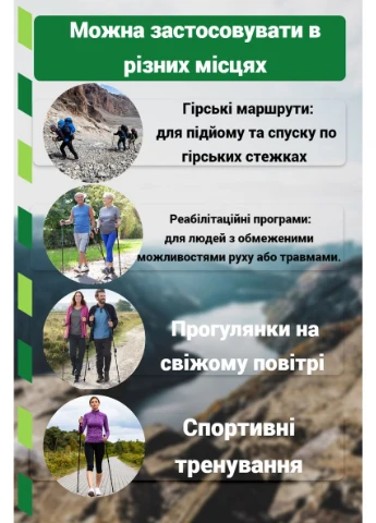Палиці для скандинавської ходьби 9104 Lykke Black/White 80-135 см (пара) PowerPlay (394057060)