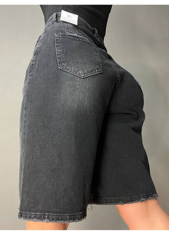 Шорты женские джинсовые 4869 бермуды большие размеры черные Zeo Basic (332110822)