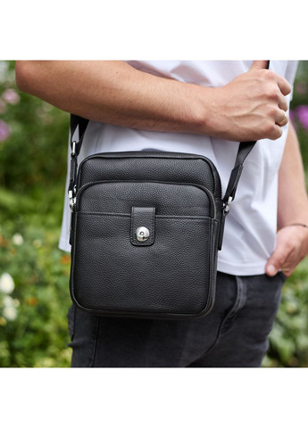 Чоловіча шкіряна універсальна сумка 24х20х8, барсетка зі шкіри, сумочка для чоловіків з регулюванням ручки, чорна No Brand (359380796)