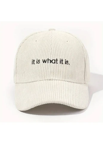 Кепка вельветовая “it is what it is” бежевая | Стильная унисекс бейсболка с вышивкой Reusch (394699968)