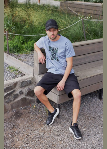 Серая качественная мужская серая футболка надписью на груди, стильная повседневная футболка No Brand 45.1-3