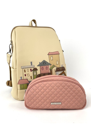 Комплект (рюкзак и косметичка) N23001 бежевый Alba Soboni міський (280930844)