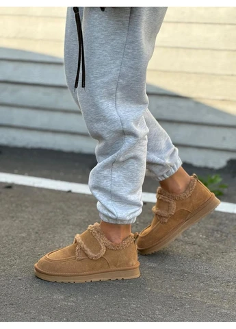 Женские Угги Короткие Коричневые Однотонные Утепленные С Мехом Seli No Brand (395640084)
