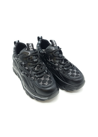 Черные всесезонные женские кроссовки черные кожаные l-10-4 23,5 см (р) Lonza