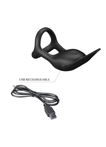 Ерекційне віброкільце з крильцями Silas 7 режимів, чорне Pretty Love (361670455)