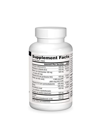 Витамины и минералы B-125, 60 таблеток Source Naturals (333340351)