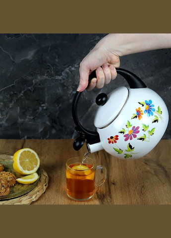 Чайник 2,2 л. эмалированный со свистком Цветы Kamille (311601787)