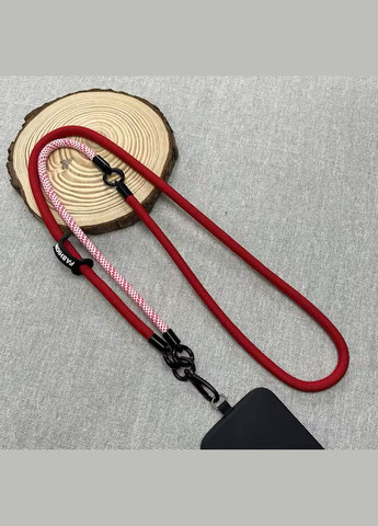 Стильний яскравий універсальний ремінець-шнурок із двох частин 2в1: на шию, на руку, через плече Червоний No Brand (328958143)