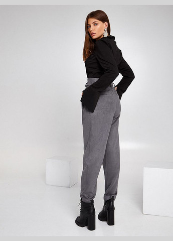 Женские брюки со складками на высокой посадке серые Лоран MKSH2545-2 Modna KAZKA (276322230)