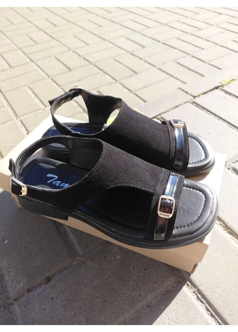 Босоніжки чорні замш з пряжкою No Brand (395927214)