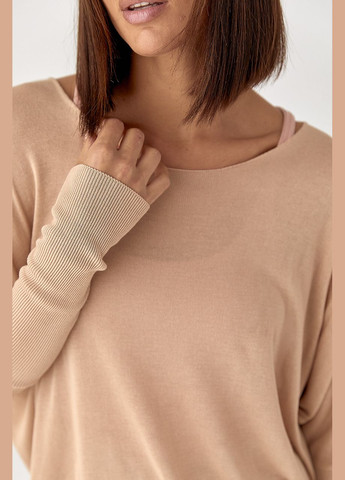 Джемпер вільного крою з необробленою горловиною Lurex (344030183)