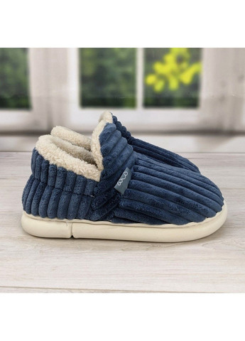 Синие тапочки чуни женские высокие на меху Fashion