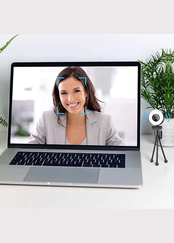 Веб камера full HD 1080P вебкамера для компьютера пк ноутбука вебка со встроенным микрофоном и подсветкой + тринога No Brand (332796380)