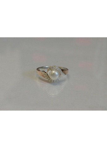 Срібна каблучка з золотоми вставками та перлиною Silver Style (367112234)