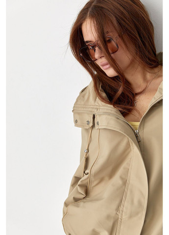 Вітровка вільного фасону на блискавці - світло-коричневий колір Lurex (364967848}