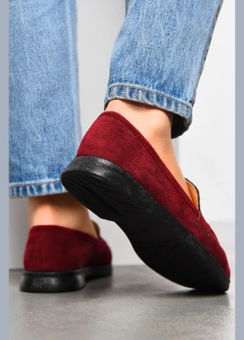 Let's Shop Туфли-лоферы женские бордового цвета лоферы бордовый з искусственная замша, украина — демисезон (325610144)