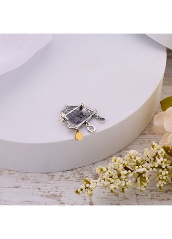 Брошка срібна з підвісками Хатка Mini Amethyst 925 Gold Skifska Etnika (364202656)