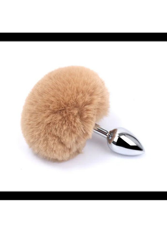 Анальна пробка М 3,4 см хвостик кролика зайця з хутром Playboy steel plug сталева Focus (303891642)