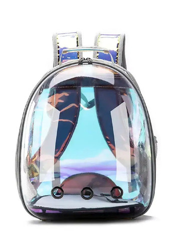 Рюкзак переноска водонепроникна для тварин котів собак з прозорою стінкою 42х31х28 см (477207-Prob) Голографічний білий Unbranded (295469377)