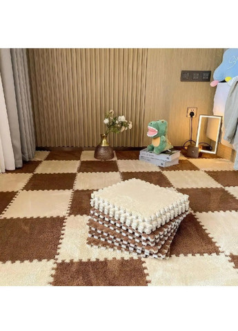 Килимок пазл із ворсом для дітей малюків у дитячу кімнату 20 штук 1.5х1.2 м (476863-Prob) Бежевий із коричневим Unbranded (292111606)