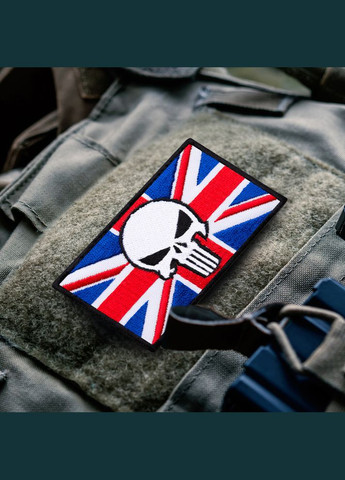 Набір шевронів 2 шт. з липучкою Череп Карателя на Прапорі Великобританії, прапор Англії, вишитий патч нашивка 5х8 IDEIA (300229106)