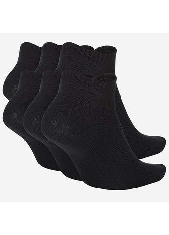 Чёрные носки everyday lightweight no show 6-pack black Nike однотонные (333958711)