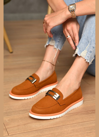 Let's Shop Лофери жіночі коричневого кольору лофери коричневий з штучна замша, україна — демісезон (342416345)