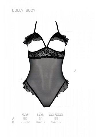 Эротическое боди DOLLY BODY, XXL/XXXL, black, с открытыми чашками Passion (369950922)