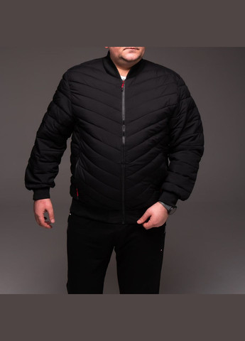 Чорна демісезонна чоловіча утеплена куртка-бомбер Vakko