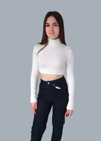 Молочний демісезонний светр жіночий укорочений однотонний Bershka