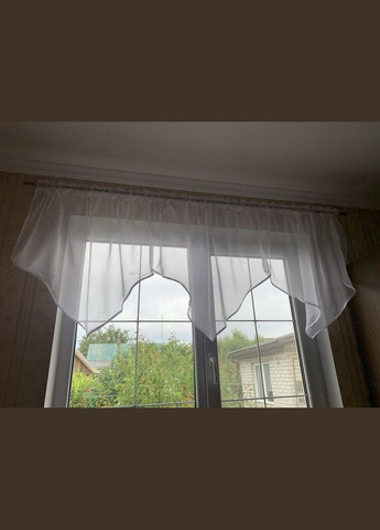 Ламбрекен готовий на тасьмі, короткий тюль на вікно, декор для вікон Вуаль Білий 320*75 Hanna (317171300)