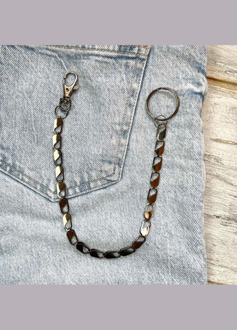 Аксессуары для одежды Цепочка украшение плоское плетение звено 10мм х 7мм карабин 38мм и кольцо 28мм 37 см Finding (330777282)