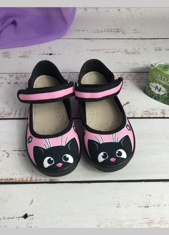 Капці дитячі текстильні для дівчинки Чорно-рожевий (271) Natur (340113387)