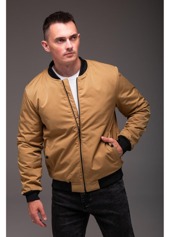 Коричневая демисезонная куртка-бомбер мужская утепленная No Brand