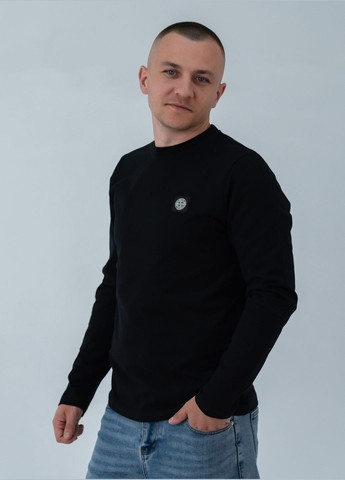 Черный демисезонный спортивный, повседневный, кэжуал лонгслив Stone Island