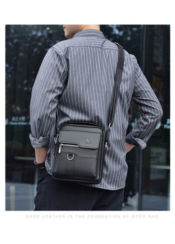 Мужская кожаная сумка черная с полукольцом Kangaroo (295376516)