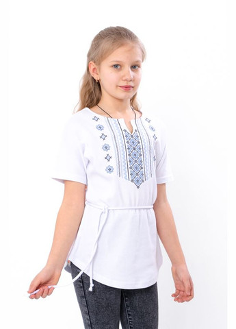Блакитна вишиванка для дівчинки з коротким рукавом (p-16437) Носи своє візерунок орнамент (321794110)