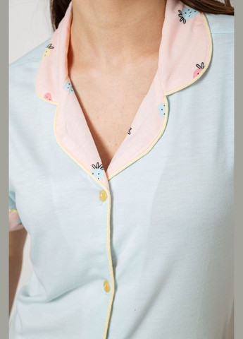 Блакитна всесезон жіноча піжама з принтом Fashion