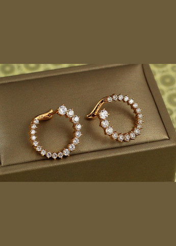Сережки дужка з крупними каменями 2,1 см золотисті Xuping Jewelry (327880795)
