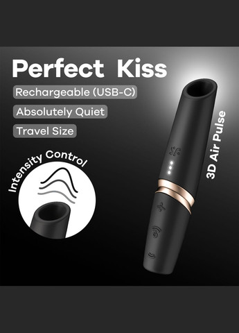 Вакуумный стимулятор Perfect Kiss, магнитная технология 3D Air Pulse, 30 режимов работы Satisfyer (323653732)